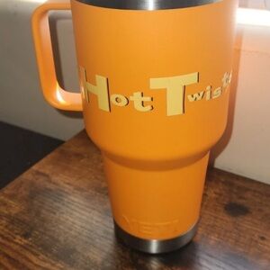 Yeti Orange 35oz Travel Mug. Logo "Hot Twist" Preowned